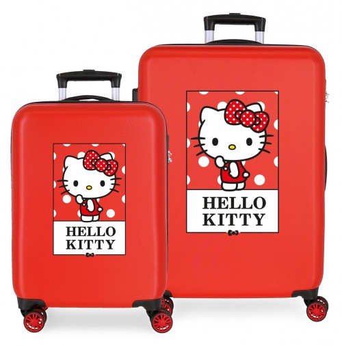 3191922 juego maletas cabina y mediana hello kitty bow of hello kitty rojo