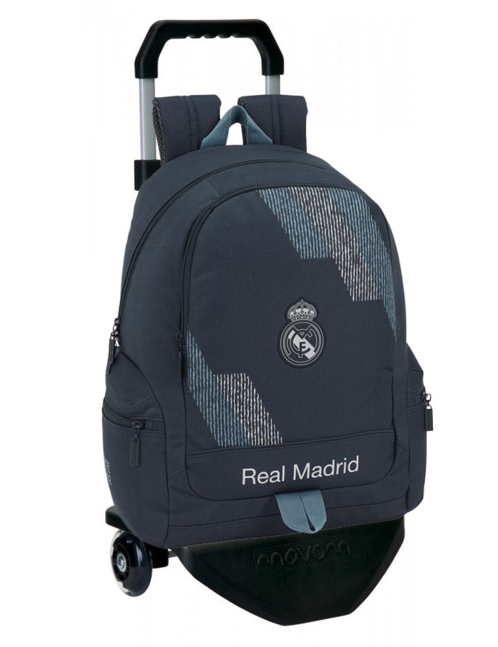 611834662C Mochila Real Madrid, Dark Grey, con Carro Negro Premium